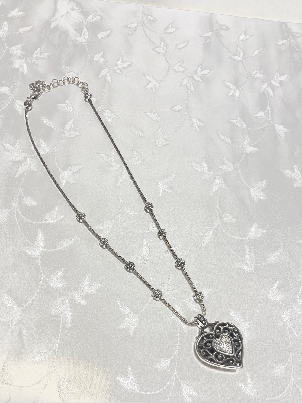 Brighton Reno Heart Necklace Puffy Heart Scroll Work